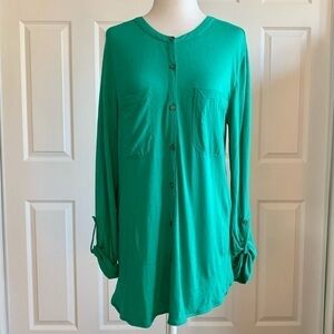 Chaus Sport Teal Green Soft Button Down Blouse
